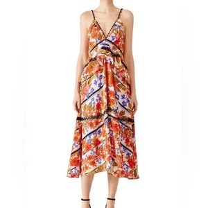 Hunter Bell Floral Sasha Dress Size 8 Midi Bright Color Resort Floral Dress
